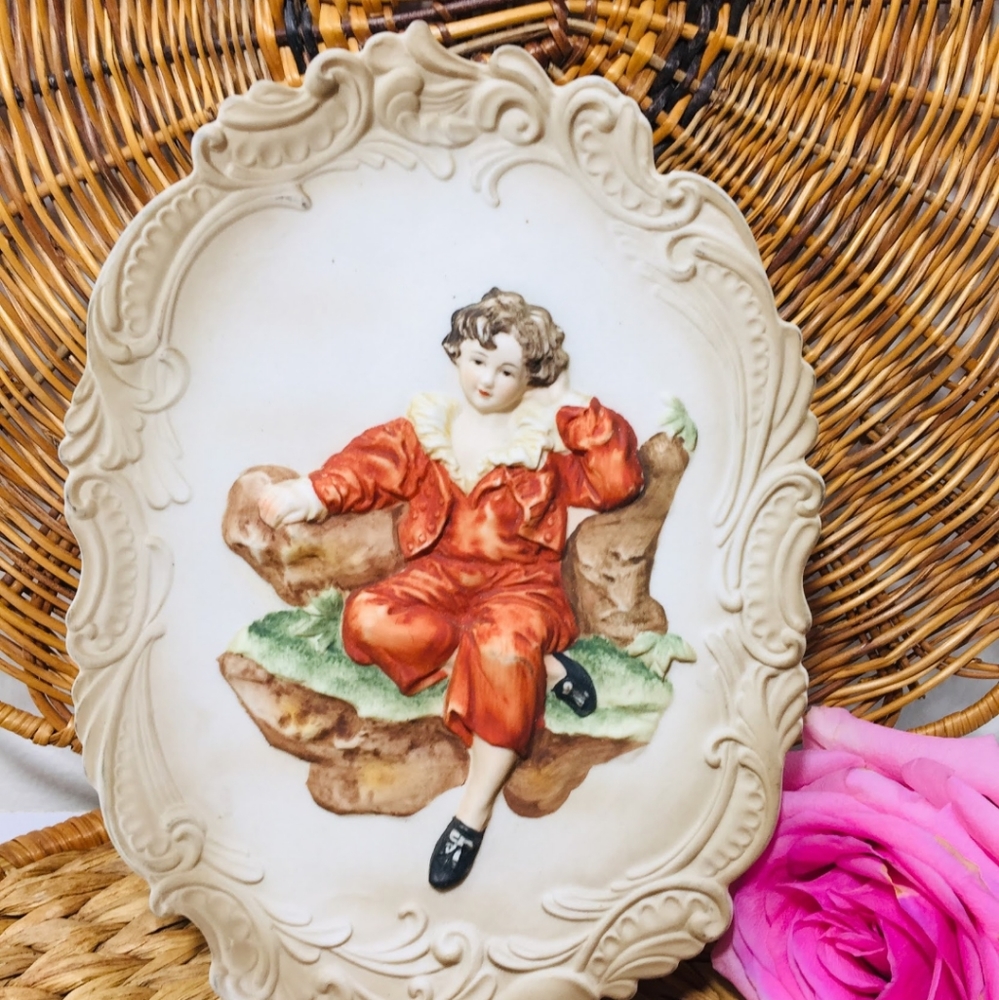 Antique, Lefton circa 1950, suspended ceramic plat